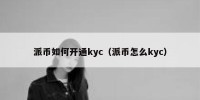 派币如何开通kyc（派币怎么kyc）