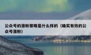 公众号的涨粉策略是什么样的（确实有效的公众号涨粉）