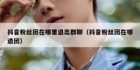 抖音粉丝团在哪里退出群聊（抖音粉丝团在哪退团）