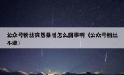 公众号粉丝突然暴增怎么回事啊（公众号粉丝不涨）