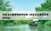 抖音怎么看我写的评论呢（抖音怎么看我发表的评论）