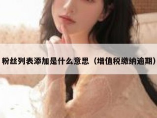 粉丝列表添加是什么意思（增值税缴纳逾期）