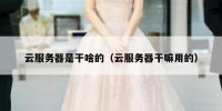 云服务器是干啥的（云服务器干嘛用的）