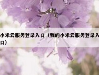 小米云服务登录入口（我的小米云服务登录入口）