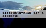 快手看不见刷多少钱了怎么办呢（快手为什么看不到刷多少钱）