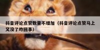 抖音评论点赞数量不增加（抖音评论点赞马上又没了咋回事）