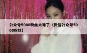 公众号5000粉丝太难了（微信公众号5000粉丝）