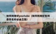 如何利用好youtube（如何利用好有利条件走好必由之路）