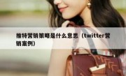 推特营销策略是什么意思（twitter营销案例）