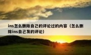 ins怎么删除自己的评论过的内容（怎么删除ins自己发的评论）