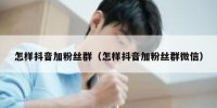 怎样抖音加粉丝群（怎样抖音加粉丝群微信）