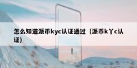 怎么知道派币kyc认证通过（派币k丫c认证）