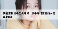 便宜涨粉快手怎么赚钱（快手专门涨粉的人是真的吗）