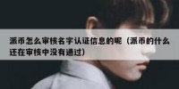 派币怎么审核名字认证信息的呢（派币的什么还在审核中没有通过）