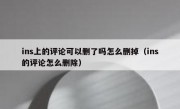 ins上的评论可以删了吗怎么删掉（ins的评论怎么删除）