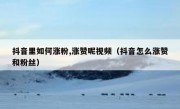 抖音里如何涨粉,涨赞呢视频（抖音怎么涨赞和粉丝）
