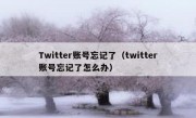 Twitter账号忘记了（twitter账号忘记了怎么办）