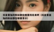 抖音里加的粉丝群在哪里找出来啊（抖音里面加的粉丝群在哪里显示）