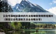 公众号涨粉丝最快的方法有哪些视频教程图片（微信公众号涨粉方法全攻略分享）