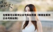在哪里可以看到公众号粉丝数据（哪里能看到公众号粉丝数）