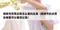 视频号获赞总数怎么看的出来（视频号的点赞在哪里可以看到记录）