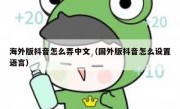 海外版抖音怎么弄中文（国外版抖音怎么设置语言）