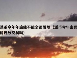 派币今年年底能不能全面落地（派币今年主网能开放交易吗）