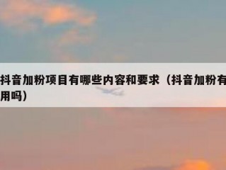 抖音加粉项目有哪些内容和要求（抖音加粉有用吗）