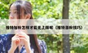 推特加粉怎样才能无上限呢（推特涨粉技巧）