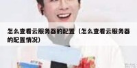 怎么查看云服务器的配置（怎么查看云服务器的配置情况）