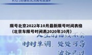 限号北京2022年10月最新限号时间表格（北京车限号时间表2020年10月）