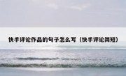 快手评论作品的句子怎么写（快手评论简短）