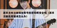 派币怎样注册钱包账号和密码呢安全吗（派币注册出现错误怎么办）