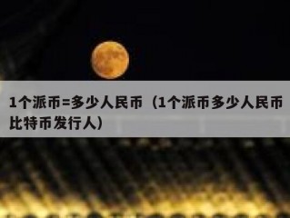 1个派币=多少人民币（1个派币多少人民币比特币发行人）