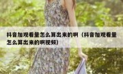 抖音加观看量怎么算出来的啊（抖音加观看量怎么算出来的啊视频）