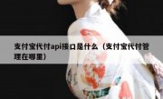 支付宝代付api接口是什么（支付宝代付管理在哪里）