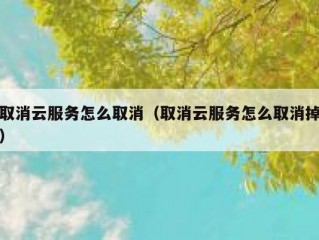 取消云服务怎么取消（取消云服务怎么取消掉）