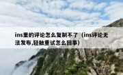 ins里的评论怎么复制不了（ins评论无法发布,轻触重试怎么回事）