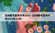 沧州限号查询今天2021（沧州限号查询今天2019年11月）