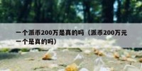 一个派币200万是真的吗（派币200万元一个是真的吗）