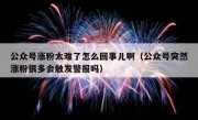 公众号涨粉太难了怎么回事儿啊（公众号突然涨粉很多会触发警报吗）