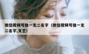 微信视频号独一无二名字（微信视频号独一无二名字,文艺）