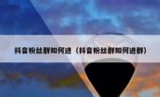 抖音粉丝群如何进（抖音粉丝群如何进群）