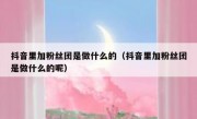 抖音里加粉丝团是做什么的（抖音里加粉丝团是做什么的呢）