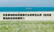 抖音里加粉丝团是做什么的呀怎么弄（在抖音里加粉丝团收费吗?）