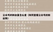 公众号的粉丝量怎么查（如何查看公众号的粉丝数）