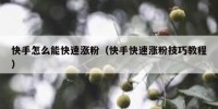 快手怎么能快速涨粉（快手快速涨粉技巧教程）