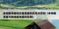 本地服务器和云服务器的优缺点区别（本地服务器与网络服务器的区别）