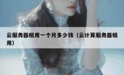 云服务器租用一个月多少钱（云计算服务器租用）