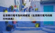 北京限行尾号及时间规定（北京限行尾号的限行时间表）